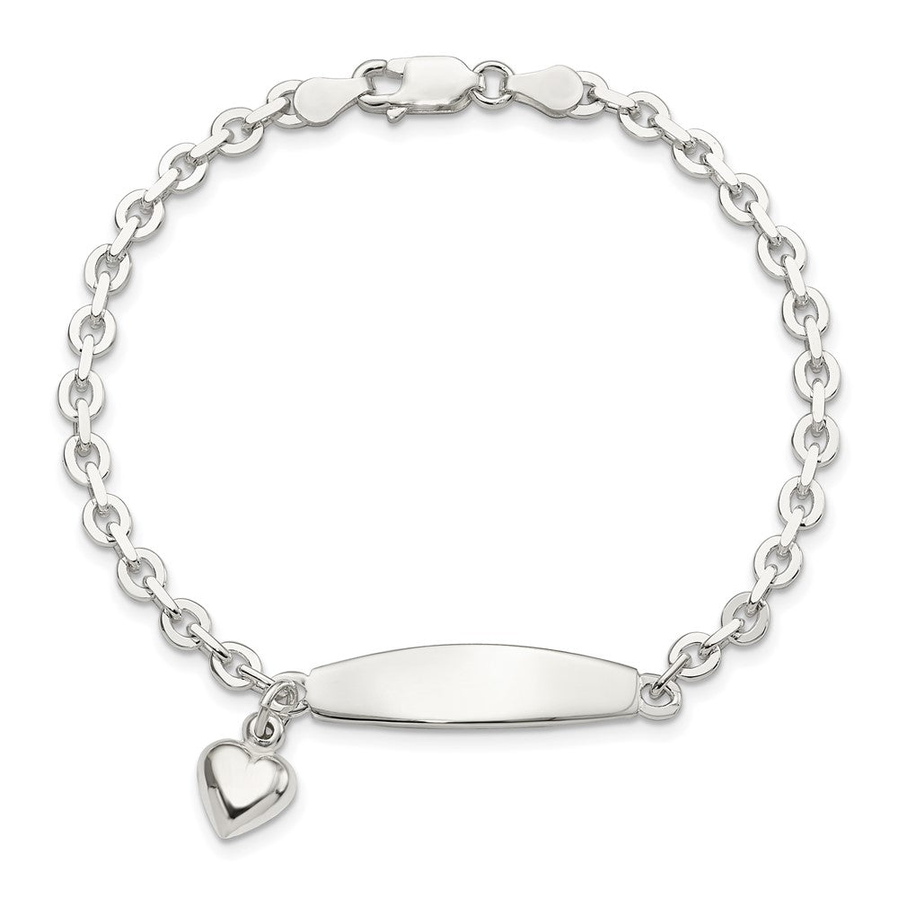 7.5 Zoll Sterlingsilber Poliert Erbs Glieder Id Herz Hängend Armband