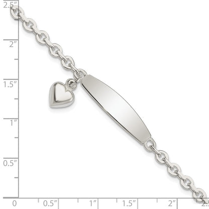 7.5 Zoll Sterlingsilber Poliert Erbs Glieder Id Herz Hängend Armband