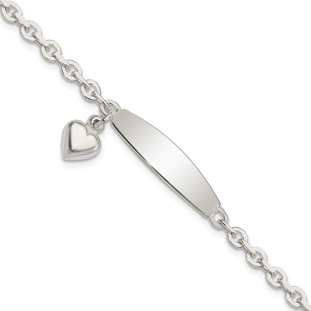 7.5 Zoll Sterlingsilber Poliert Erbs Glieder Id Herz Hängend Armband