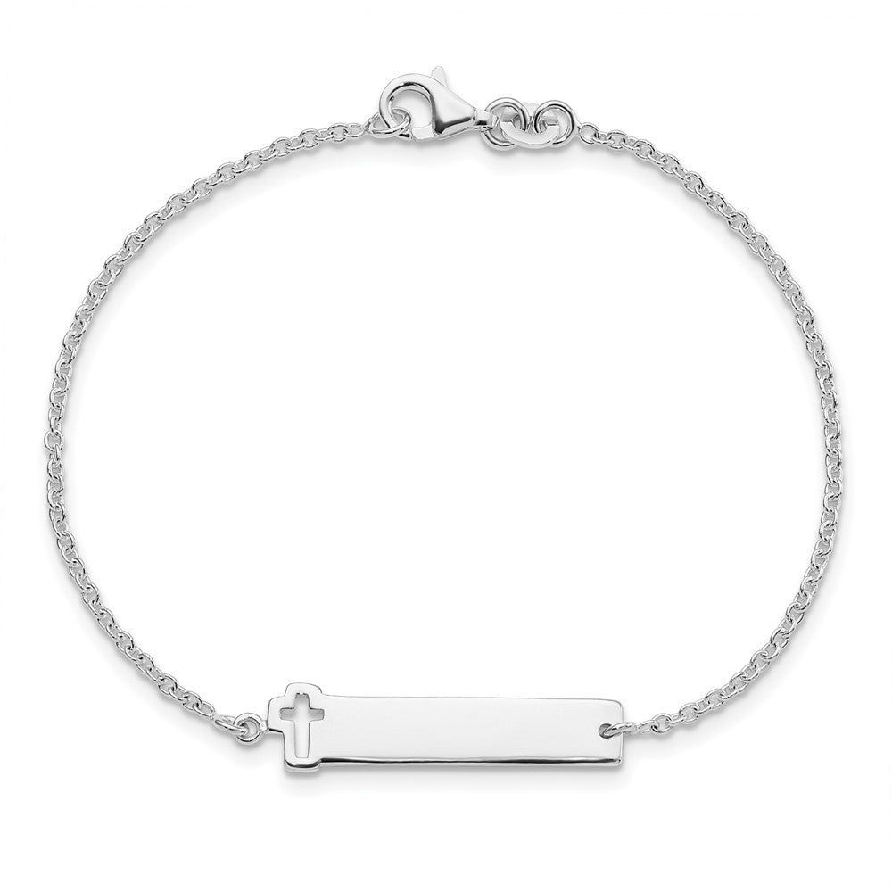 7 Zoll Sterlingsilber Poliert Kreuz Id 7 Zoll Armband
