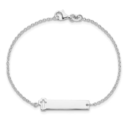 7 Zoll Sterlingsilber Poliert Kreuz Id 7 Zoll Armband