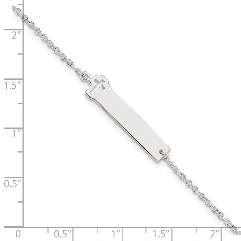 7 Zoll Sterlingsilber Poliert Kreuz Id 7 Zoll Armband