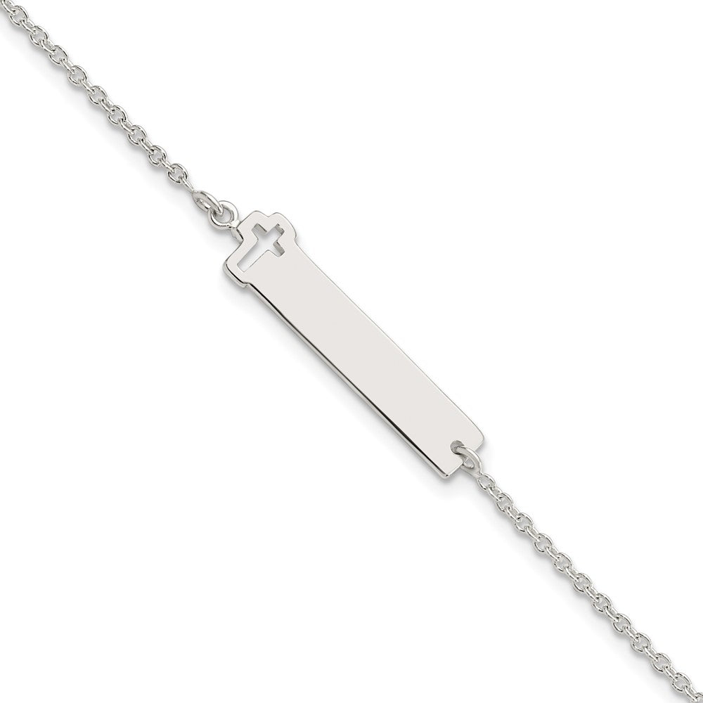 7 Zoll Sterlingsilber Poliert Kreuz Id 7 Zoll Armband