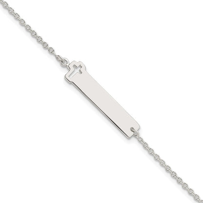 7 Zoll Sterlingsilber Poliert Kreuz Id 7 Zoll Armband
