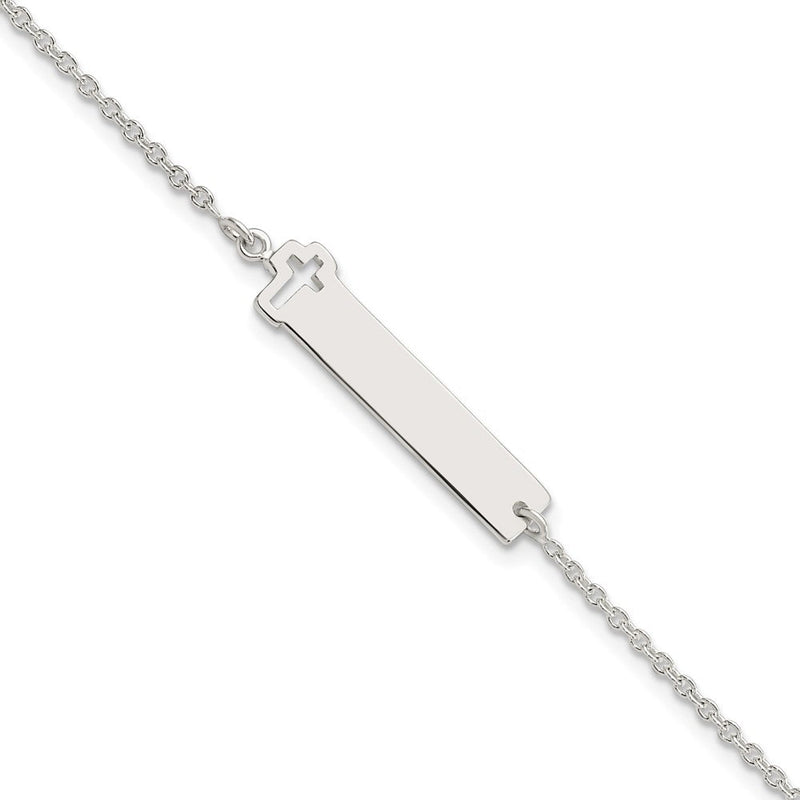 7 Zoll Sterlingsilber Poliert Kreuz Id 7 Zoll Armband