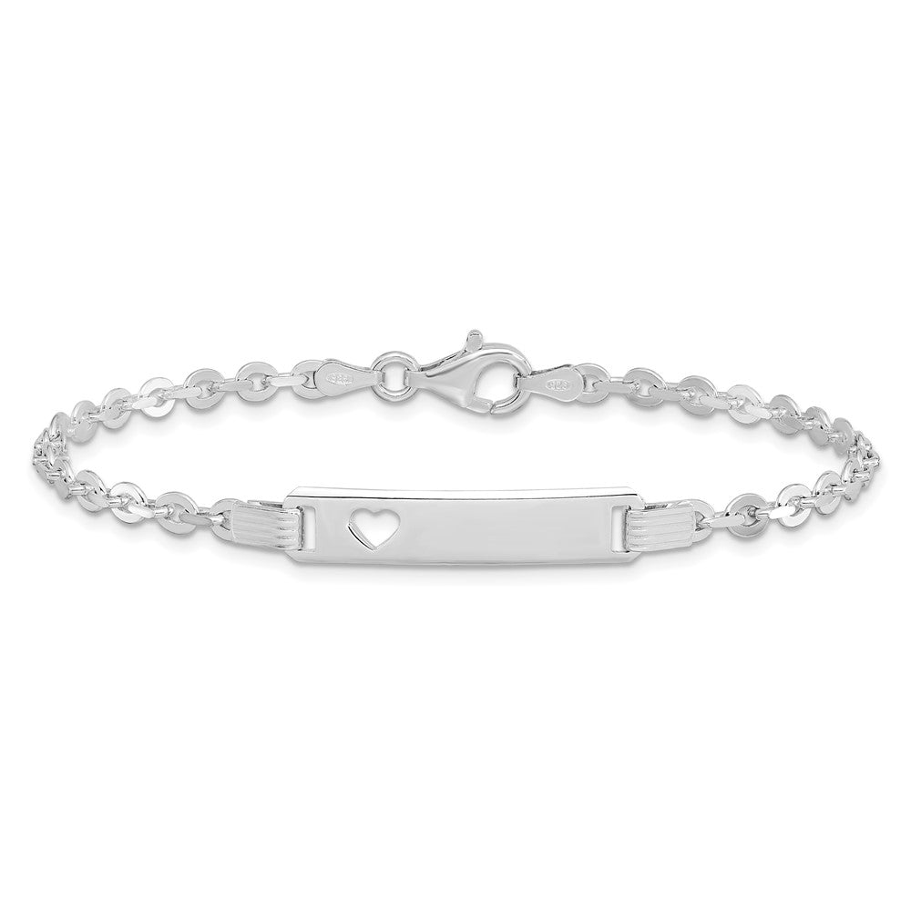 7.5 Zoll Sterlingsilber Poliert Id mit Herz Armband