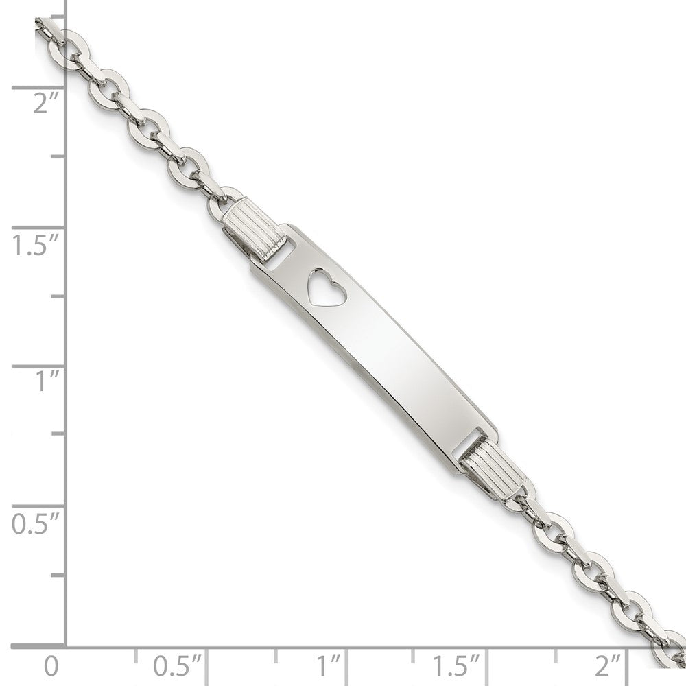 7.5 Zoll Sterlingsilber Poliert Id mit Herz Armband