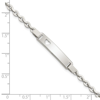 7.5 Zoll Sterlingsilber Poliert Id mit Herz Armband