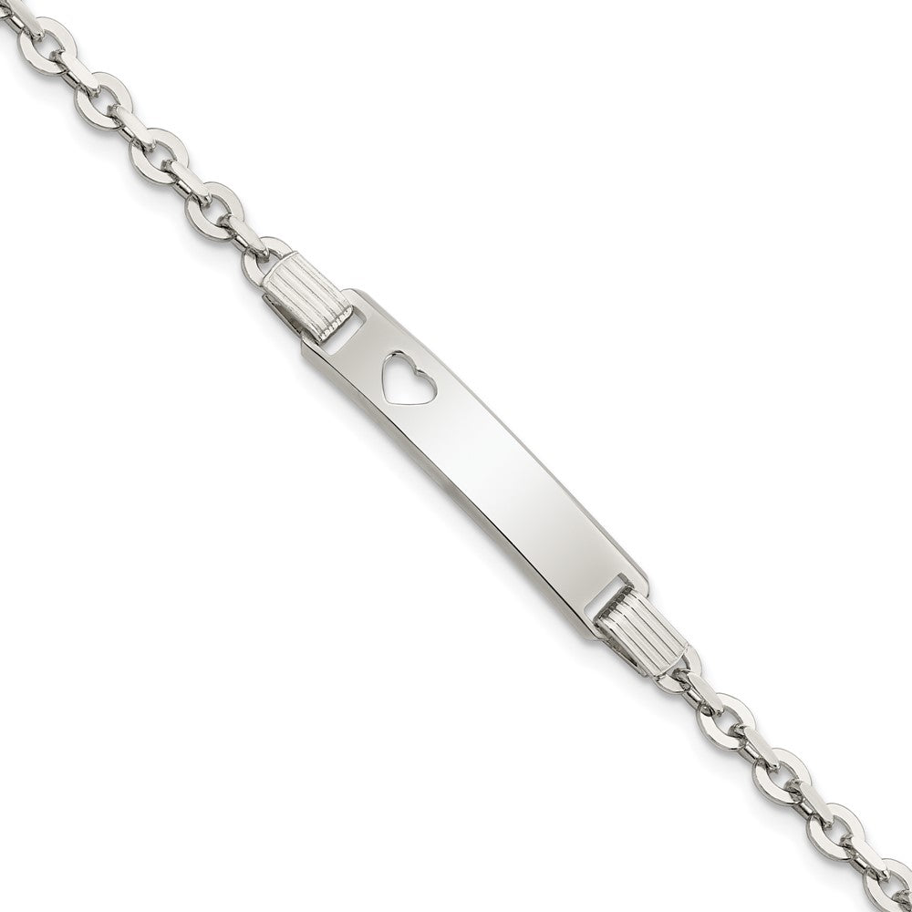 7.5 Zoll Sterlingsilber Poliert Id mit Herz Armband