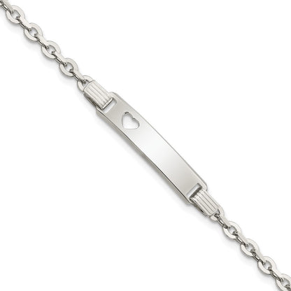 7.5 Zoll Sterlingsilber Poliert Id mit Herz Armband