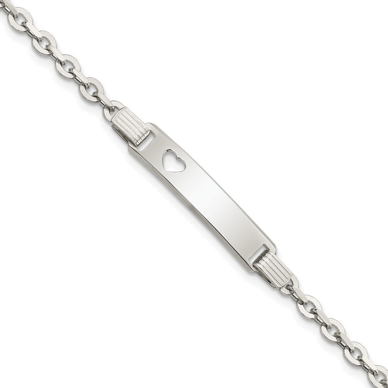 7.5 Zoll Sterlingsilber Poliert Id mit Herz Armband