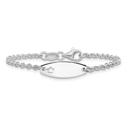 5.5 Zoll Sterlingsilber Childrens Poliert Id mit Stern Armband