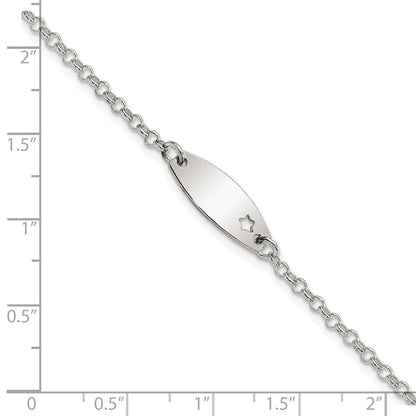 5.5 Zoll Sterlingsilber Childrens Poliert Id mit Stern Armband