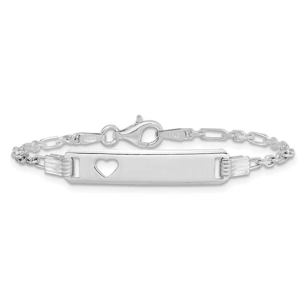5.5 Zoll Sterlingsilber Poliert Childrens Id mit Herz Armband