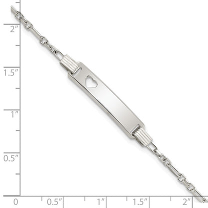 5.5 Zoll Sterlingsilber Poliert Childrens Id mit Herz Armband