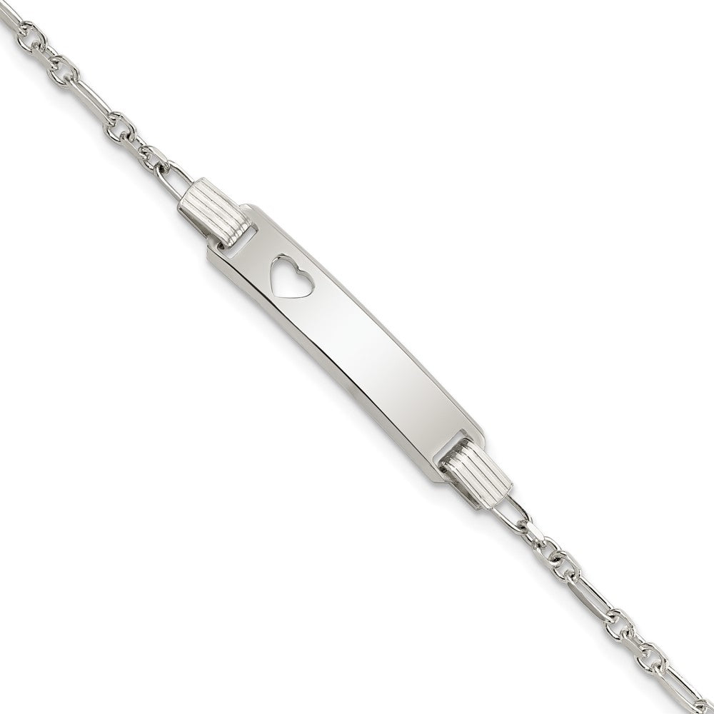 5.5 Zoll Sterlingsilber Poliert Childrens Id mit Herz Armband