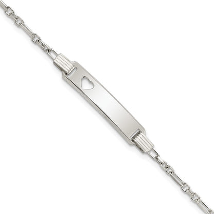 5.5 Zoll Sterlingsilber Poliert Childrens Id mit Herz Armband