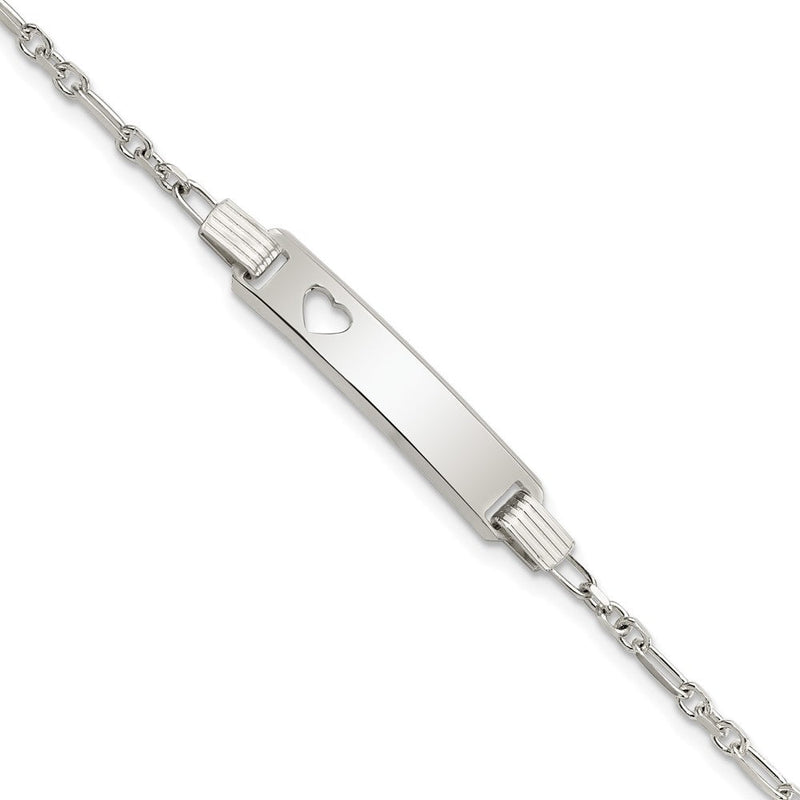5.5 Zoll Sterlingsilber Poliert Childrens Id mit Herz Armband