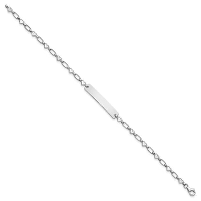 Sterlingsilber Rhodiniert 7.5 Zoll Herzen Id Armband