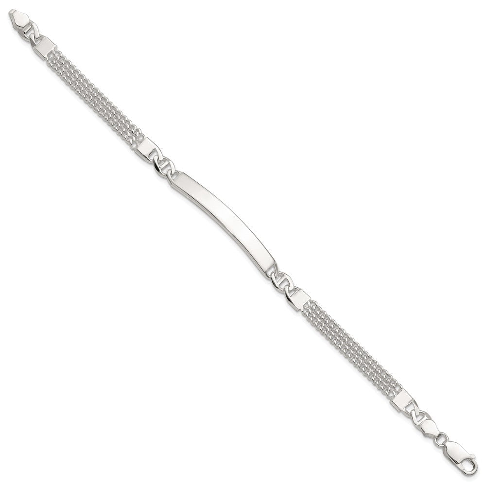Sterlingsilber Doppelt Strang Panzer Glieder 8 Zoll Id Armband