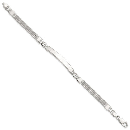 Sterlingsilber Doppelt Strang Panzer Glieder 8 Zoll Id Armband