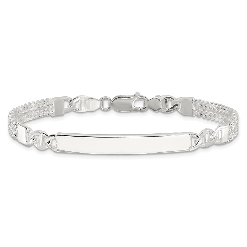 Sterlingsilber Doppelt Strang Panzer Glieder 8 Zoll Id Armband