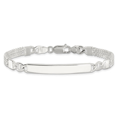 Sterlingsilber Doppelt Strang Panzer Glieder 8 Zoll Id Armband