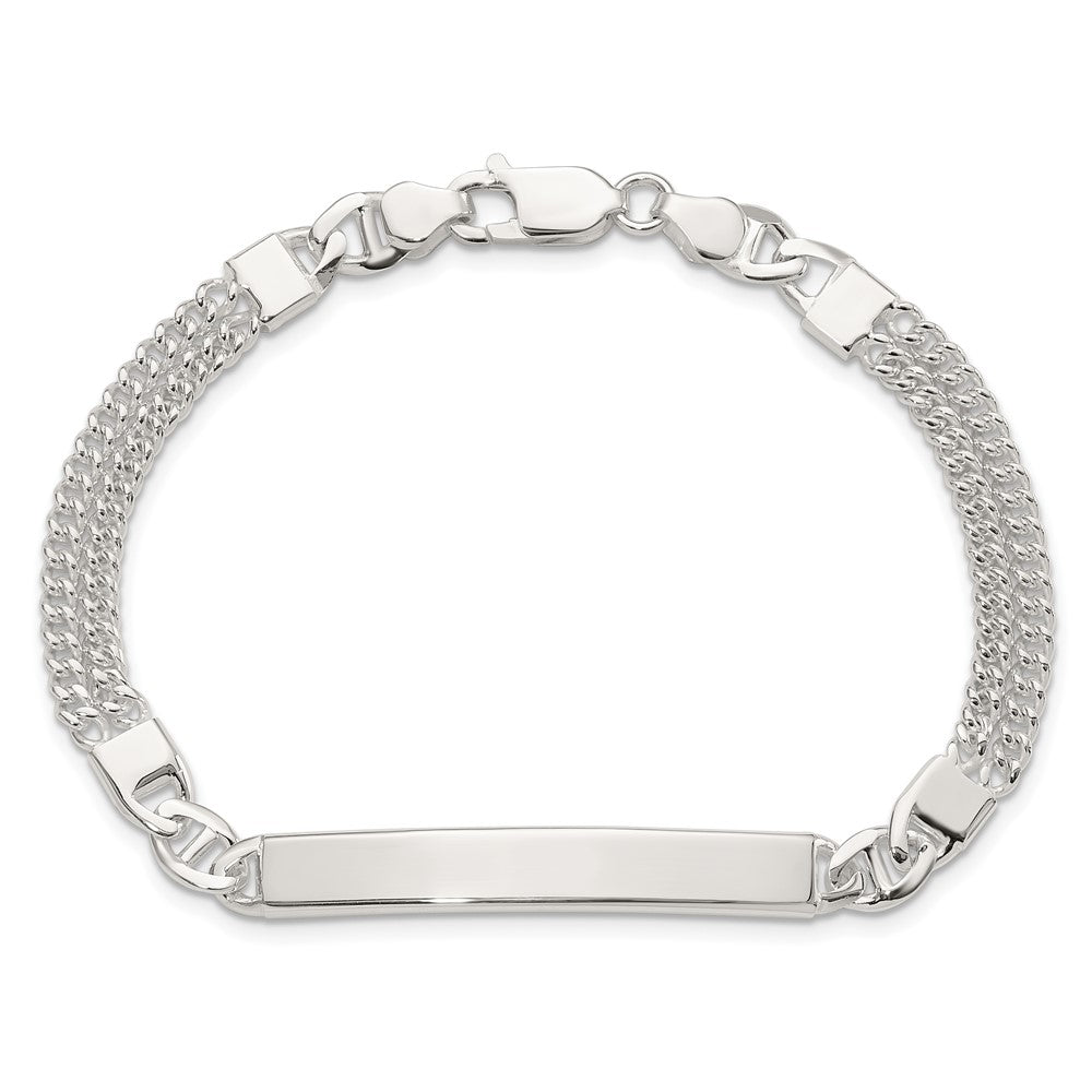 Sterlingsilber Doppelt Strang Panzer Glieder 8 Zoll Id Armband