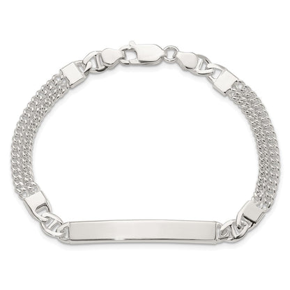 Sterlingsilber Doppelt Strang Panzer Glieder 8 Zoll Id Armband
