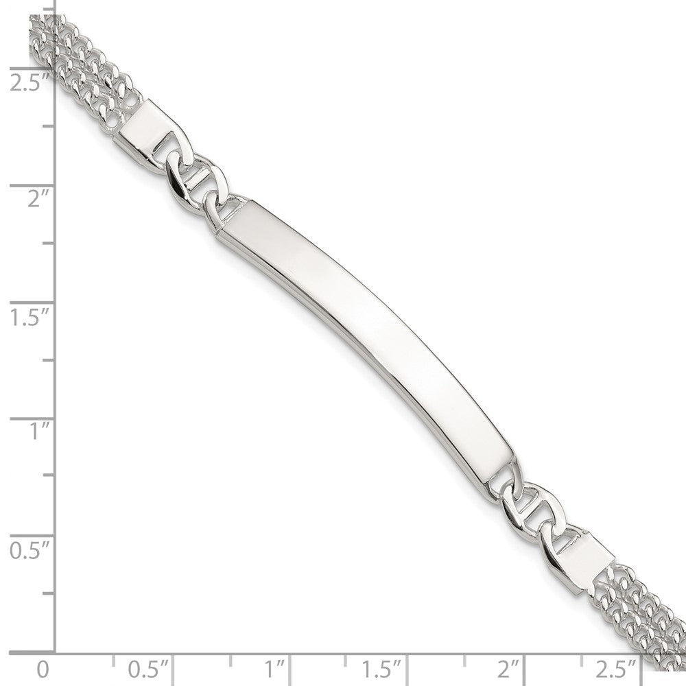 Sterlingsilber Doppelt Strang Panzer Glieder 8 Zoll Id Armband