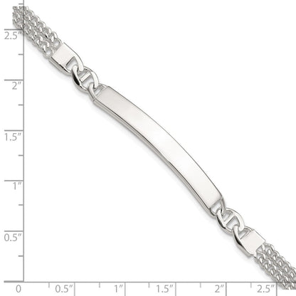 Sterlingsilber Doppelt Strang Panzer Glieder 8 Zoll Id Armband
