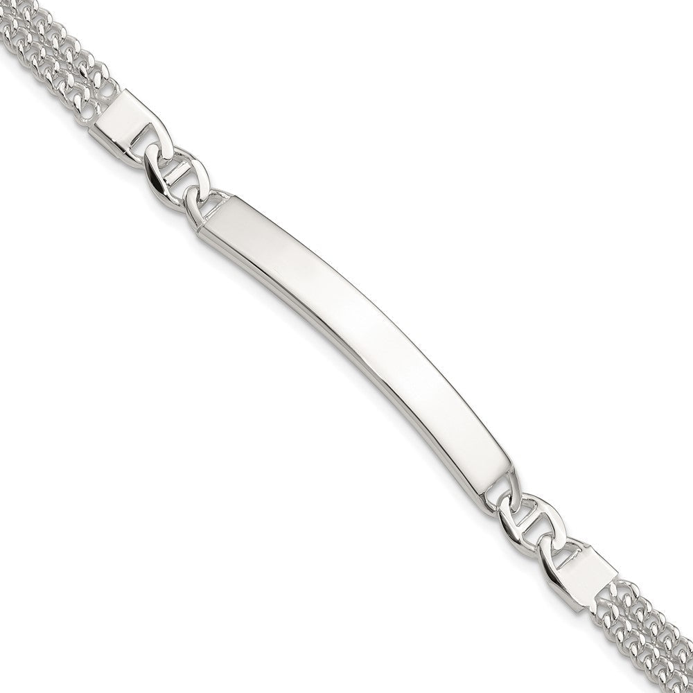 Sterlingsilber Doppelt Strang Panzer Glieder 8 Zoll Id Armband