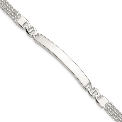 Sterlingsilber Doppelt Strang Panzer Glieder 8 Zoll Id Armband