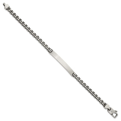 Sterlingsilber Antikisiert Gebürstet Venezianer Glieder Platte 6mm 8 Zoll Id Armband