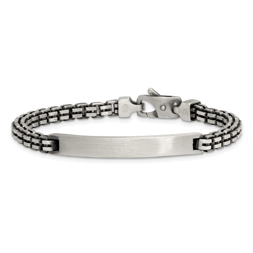 Sterlingsilber Antikisiert Gebürstet Venezianer Glieder Platte 6mm 8 Zoll Id Armband