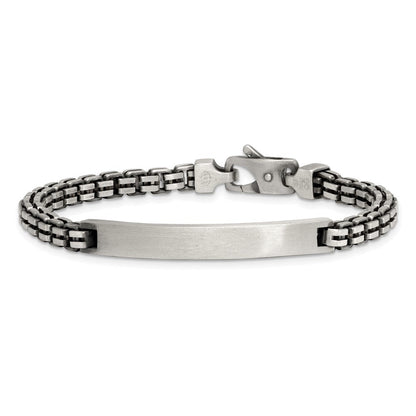 Sterlingsilber Antikisiert Gebürstet Venezianer Glieder Platte 6mm 8 Zoll Id Armband
