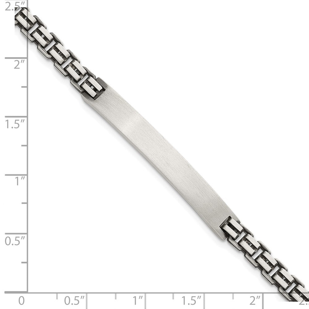 Sterlingsilber Antikisiert Gebürstet Venezianer Glieder Platte 6mm 8 Zoll Id Armband