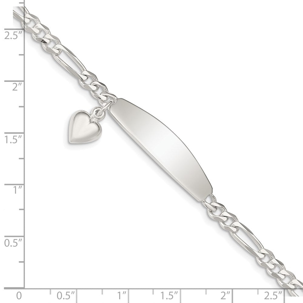 7 Zoll Sterlingsilber Id mit Herz Figaro Glieder Armband