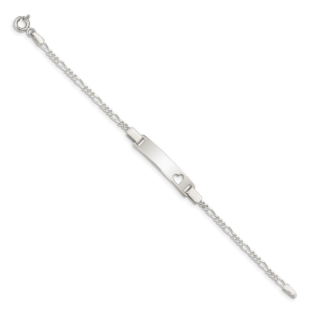 6 Zoll Sterlingsilber Baby Id mit Ausgeschnitten Herz Armband