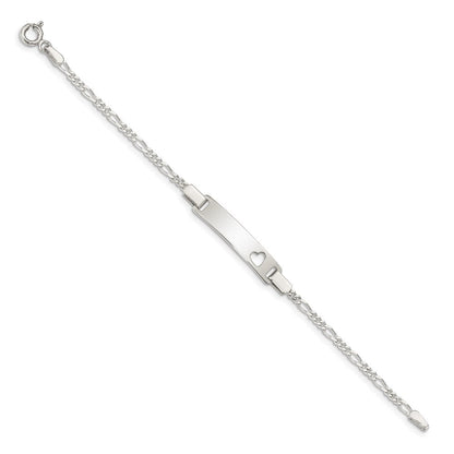 6 Zoll Sterlingsilber Baby Id mit Ausgeschnitten Herz Armband
