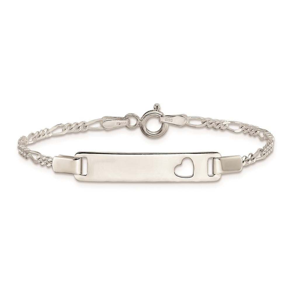 6 Zoll Sterlingsilber Baby Id mit Ausgeschnitten Herz Armband