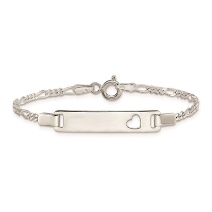 6 Zoll Sterlingsilber Baby Id mit Ausgeschnitten Herz Armband