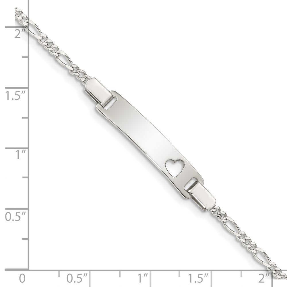 6 Zoll Sterlingsilber Baby Id mit Ausgeschnitten Herz Armband