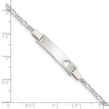 6 Zoll Sterlingsilber Baby Id mit Ausgeschnitten Herz Armband