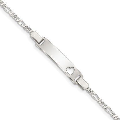 6 Zoll Sterlingsilber Baby Id mit Ausgeschnitten Herz Armband