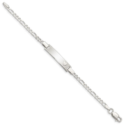 6 Zoll Sterlingsilber Baby Id mit Herz Armband