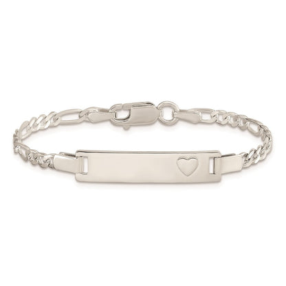6 Zoll Sterlingsilber Baby Id mit Herz Armband