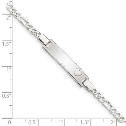 6 Zoll Sterlingsilber Baby Id mit Herz Armband