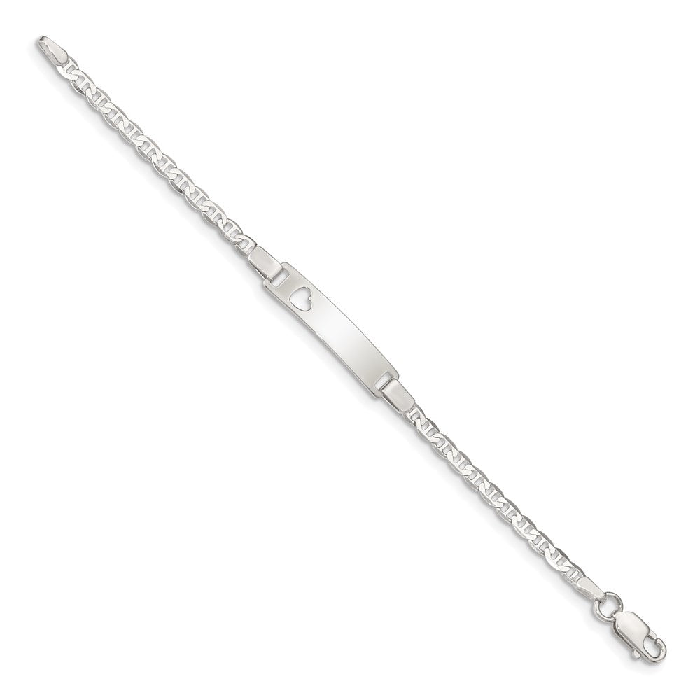 6 Zoll Sterlingsilber Baby Id mit Ausgeschnitten Herz Armband