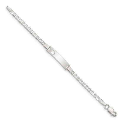 6 Zoll Sterlingsilber Baby Id mit Ausgeschnitten Herz Armband